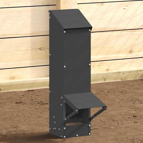 vidaXL Mangeoire à poulets Noir 13 x 12 x 51 cm Acier laminé à froid