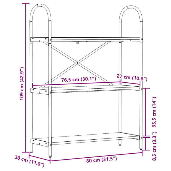 Bücherregal Sonoma Grau 80x109 cm