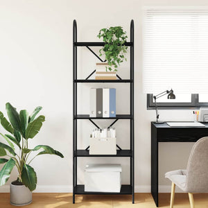 Bücherregal Schwarz Eichen-Optik, 183 cm hoch