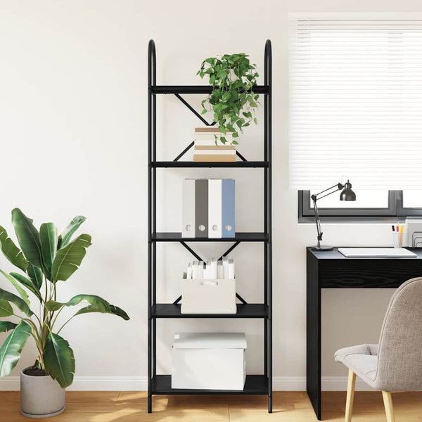 Bücherregal Schwarz Eichen-Optik, 183 cm hoch