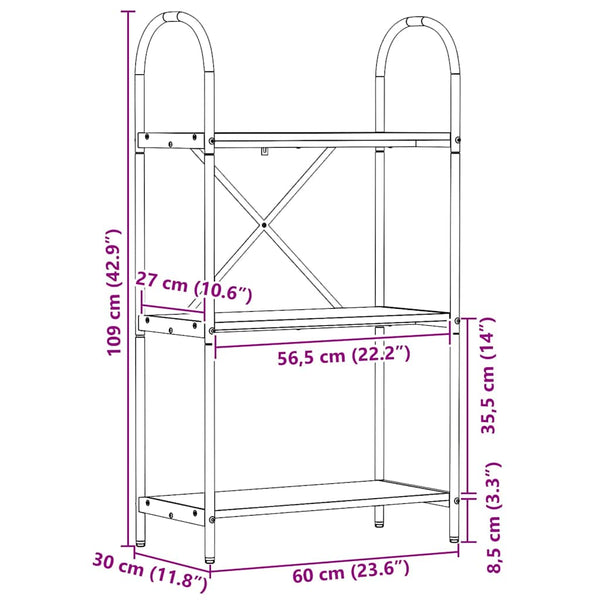 Bücherregal Altholz 60x30x109 cm