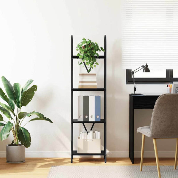 Bücherregal Schwarz Eichen-Optik 146 cm