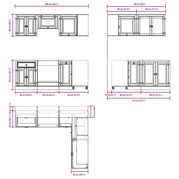 Massivholz Schrank Honigbraun Kiefer 8-teilig