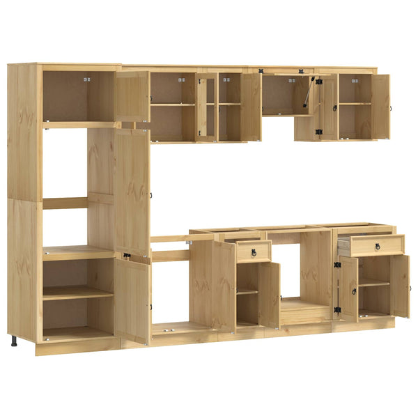 Honigbrauner Kiefer Massivholz Schrank mit Regal