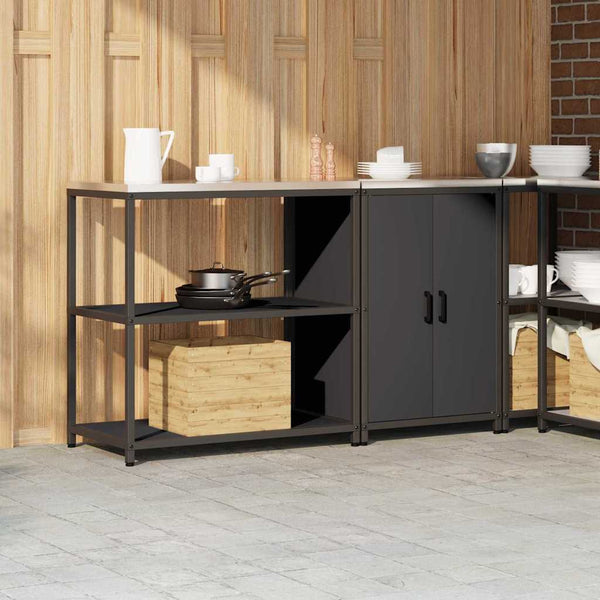 Küchen Aufbewahrungsset mit Regal Schwarz, 2-teilig