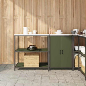 Küchen Aufbewahrungsset mit Regal Olive Grün, 2-teilig