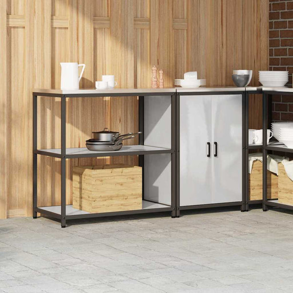 Küchen Aufbewahrungsset mit Regal, 2-teilig, Edelstahl