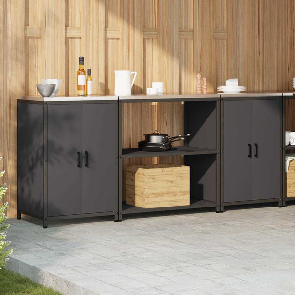 Küchen Aufbewahrungsset mit Tür Schwarz, 3-teilig