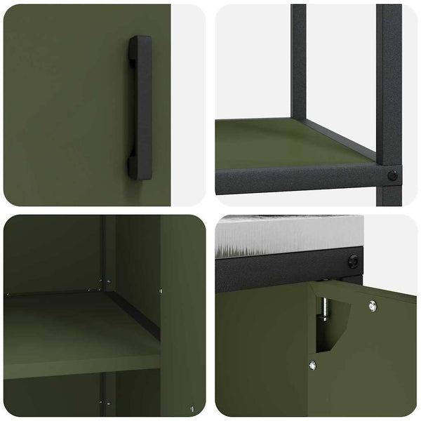 Küchen Aufbewahrungsset mit Regal Olive Grün