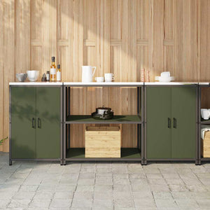 Küchen Aufbewahrungsset mit Regal Olive Grün