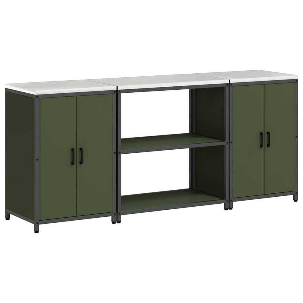 Küchen Aufbewahrungsset mit Regal Olive Grün