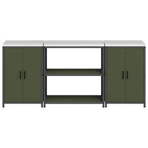 Küchen Aufbewahrungsset mit Regal Olive Grün
