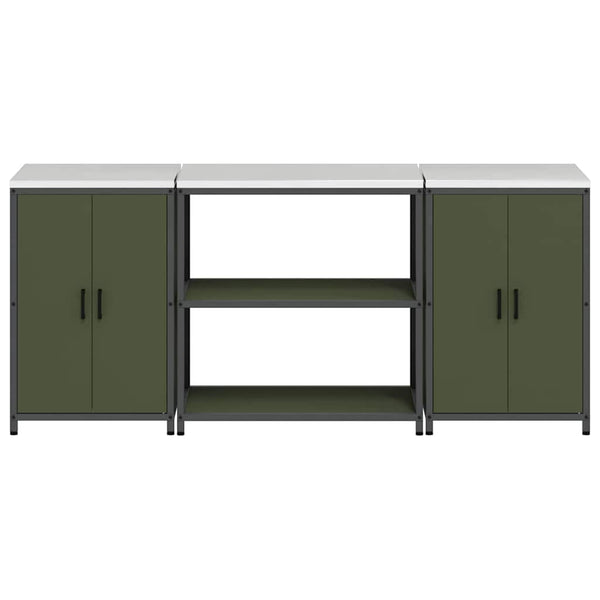 Küchen Aufbewahrungsset mit Regal Olive Grün