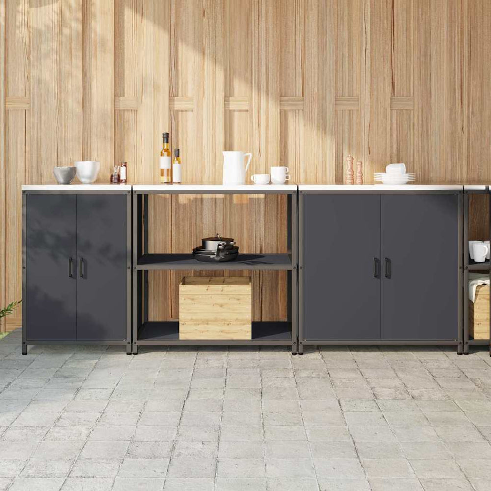 Küchen Aufbewahrungsset mit Regal Anthrazit Stahl