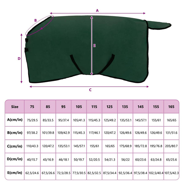 Dunkelgrüne Pferdedecke 105 cm