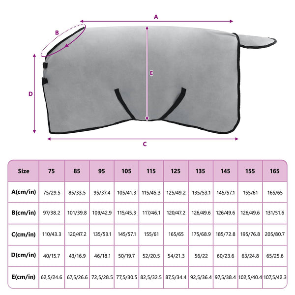 Pferdedecke Hellgrau Rosa 95 cm
