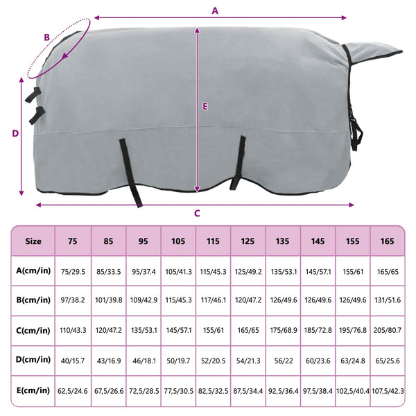Pferdedecke Hellgrau Rosa 135 cm