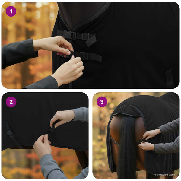 Pferdedecke Schwarz 95 cm