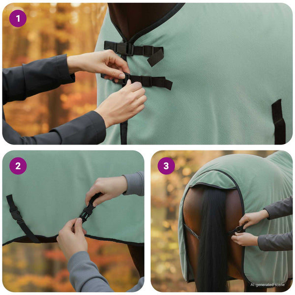 Grüne Pferdedecke 95 cm