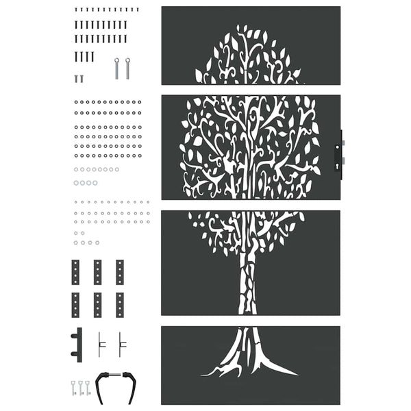 Schwarzes Gartentor 85x200 cm Stahl
