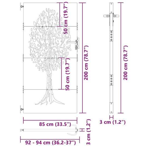 Schwarzes Gartentor 85x200 cm Stahl