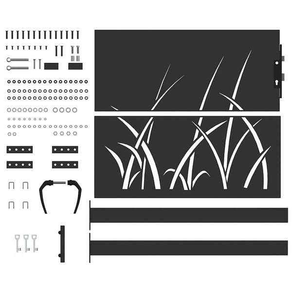 Schwarzes Gartentor, 110x105 cm, pulverbeschichteter Stahl