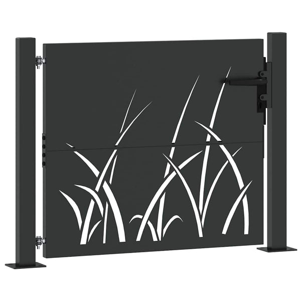 Schwarzes Gartentor, 110x105 cm, pulverbeschichteter Stahl