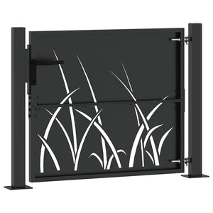 Schwarzes Gartentor, 110x105 cm, pulverbeschichteter Stahl