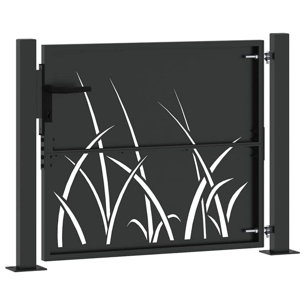 Schwarzes Gartentor, 110x105 cm, pulverbeschichteter Stahl