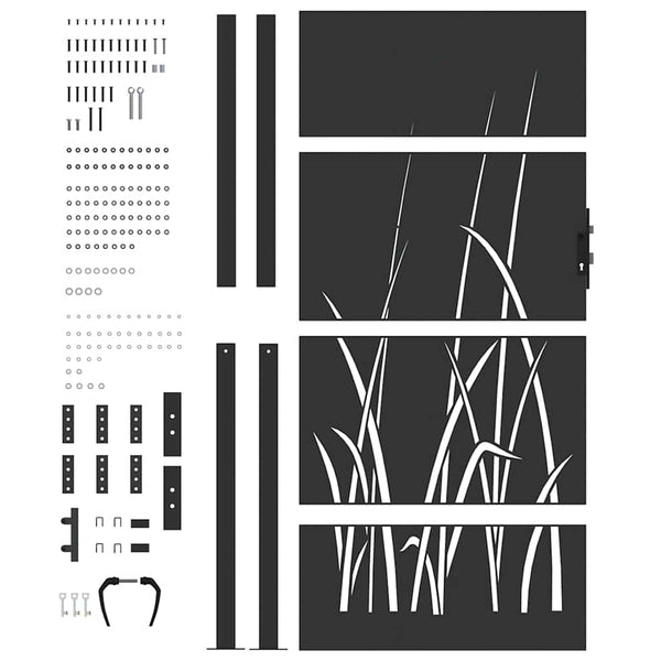 Schwarzes Gartentor 110x180cm aus Stahl