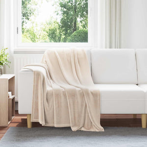 Beige Fleece Überwurfdecke 130x150 cm