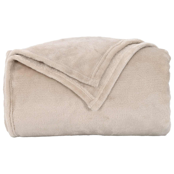 Beige Fleece Überwurfdecke 240x270 cm