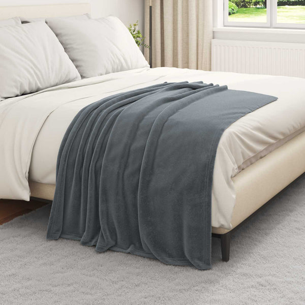 Dunkelgraue Fleece Überwurfdecke 130x150cm