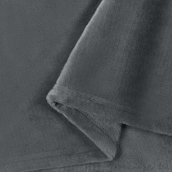 Dunkelgraue Fleece Überwurfdecke 240x270 cm