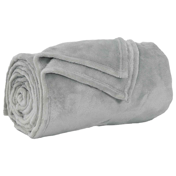 Graue Fleece Überwurfdecke 240x270 cm