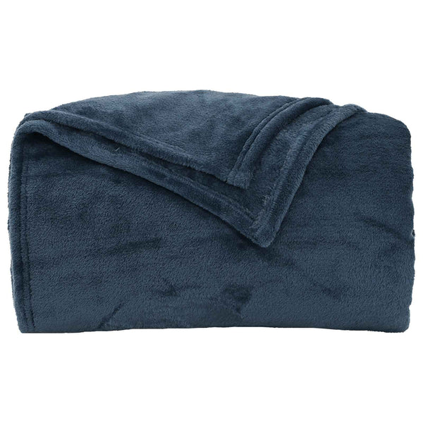 Marineblaue Fleece Überwurfdecke 220x240