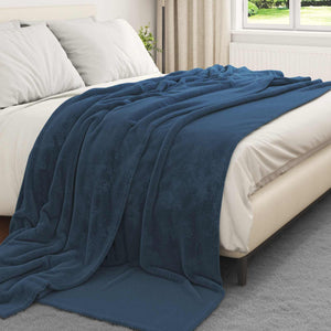 Marineblaue Fleece Überwurfdecke 240x270cm