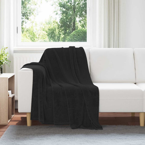Schwarze Fleece Überwurfdecke 130 x 150 cm