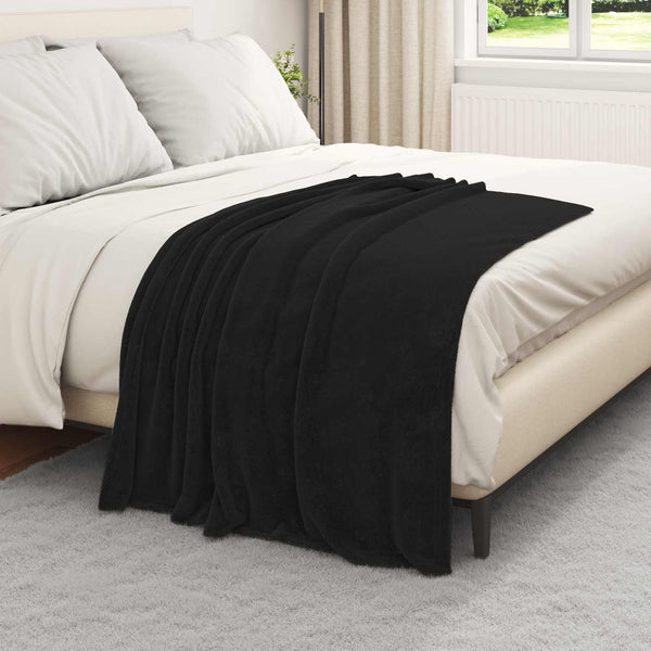 Schwarze Fleece Überwurfdecke 130 x 150 cm
