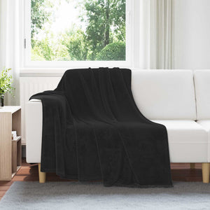 Schwarze Fleece Überwurfdecke 150 x 200 cm