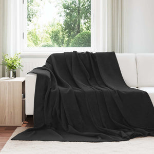 Schwarze Fleece Überwurfdecke 240x270
