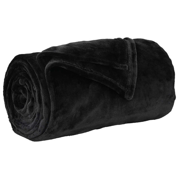 Schwarze Fleece Überwurfdecke 240x270