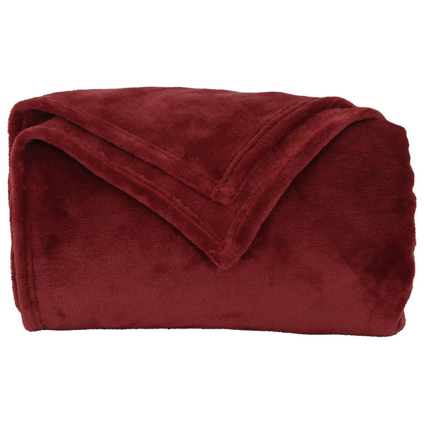 Bordeauxrote Fleece Überwurfdecke 130 x 150 cm