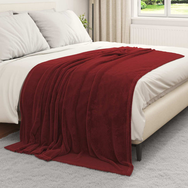 Bordeauxrote Fleece Überwurfdecke 150x200 cm