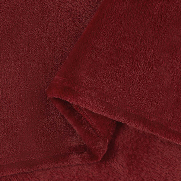 Bordeauxrote Fleece Überwurfdecke 240x270 cm