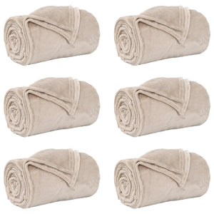 6er-Pack Beige Fleecedecken 130x150 cm