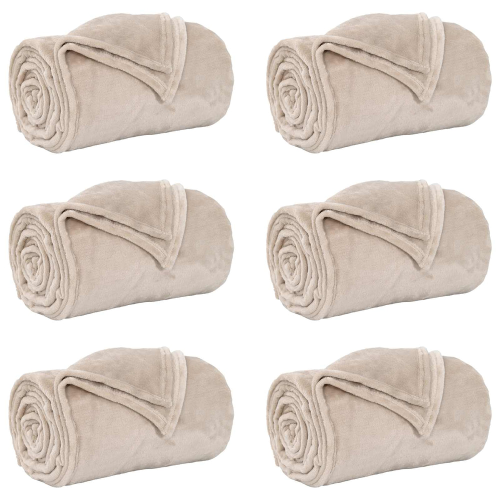 Fleece Decken Beige 220x240 cm, 6er-Set