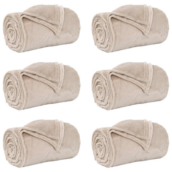 6er-Pack Beige Fleece Decken 240x270 cm