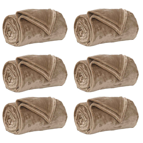 Fleece Decken 6er-Set Kamel 240x270 cm