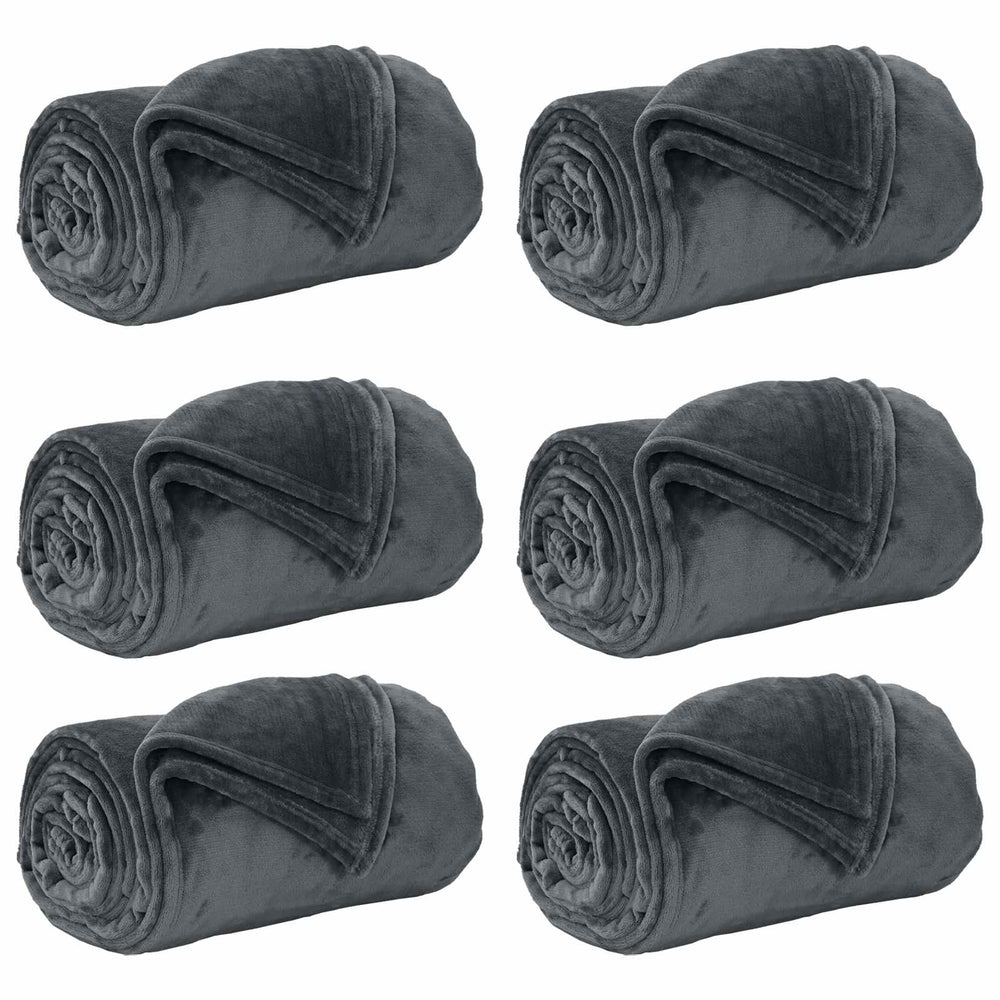 6er-Set Dunkelgraue Fleecedecken 130x150 cm